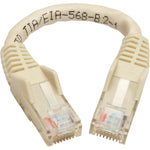 Tripp Lite Cat6 GbE Gigabit Ethernet Snagless Molded Patch Cable UTP White RJ45 M/M 6in 6" (N201-06N-WH)