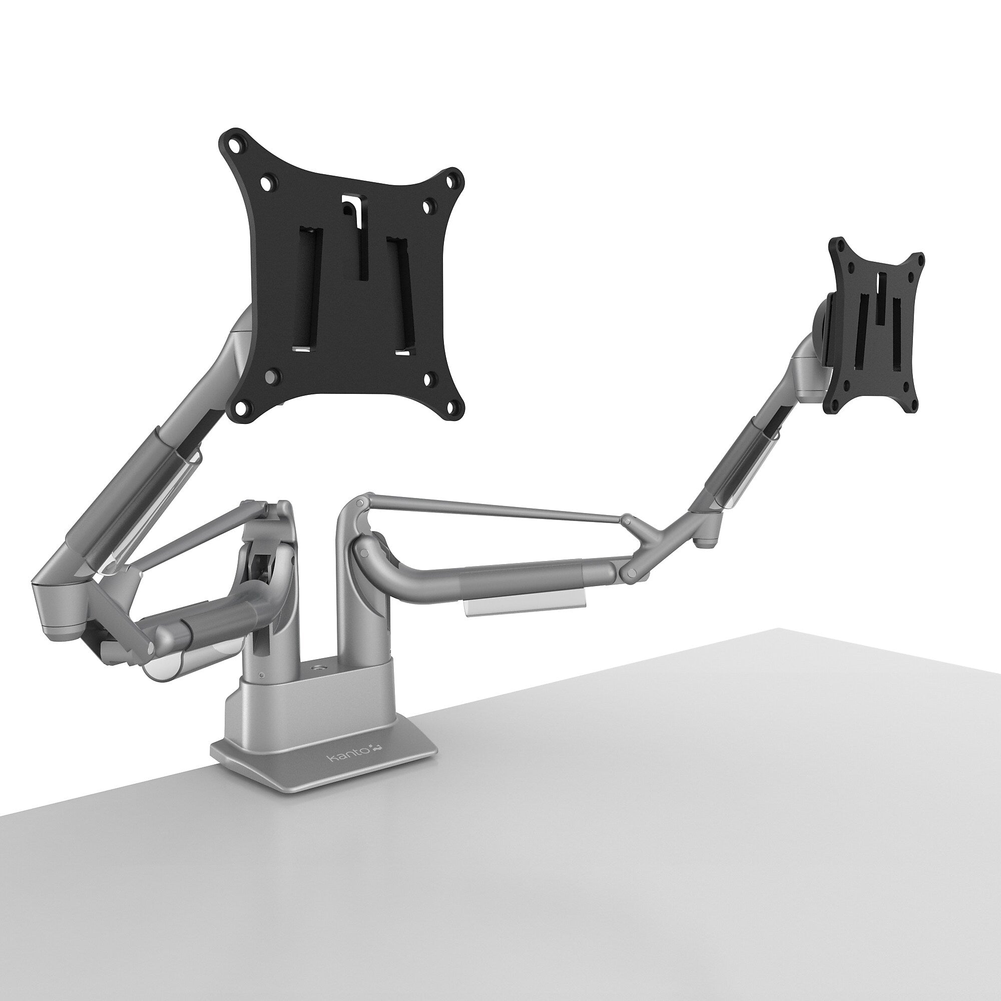 Kanto DMS2000S Adjustable Gas Shock Arm Dual-Monitor Desktop Mount for up to 32" Displays, Silver