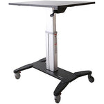 StarTech.com Mobile Sit Stand Workstation with 31.5" Work Surface, Height Adjustable Mobile Standing Desk, Portable