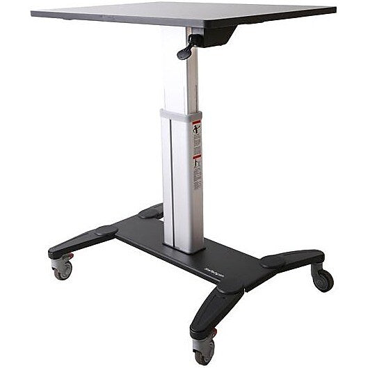 StarTech.com Mobile Sit Stand Workstation with 31.5" Work Surface, Height Adjustable Mobile Standing Desk, Portable
