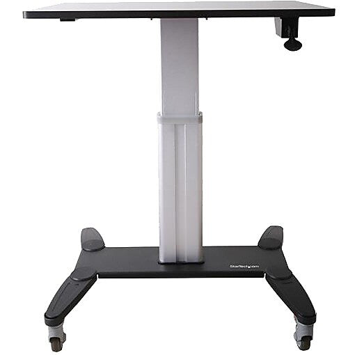 StarTech.com Mobile Sit Stand Workstation with 31.5" Work Surface, Height Adjustable Mobile Standing Desk, Portable