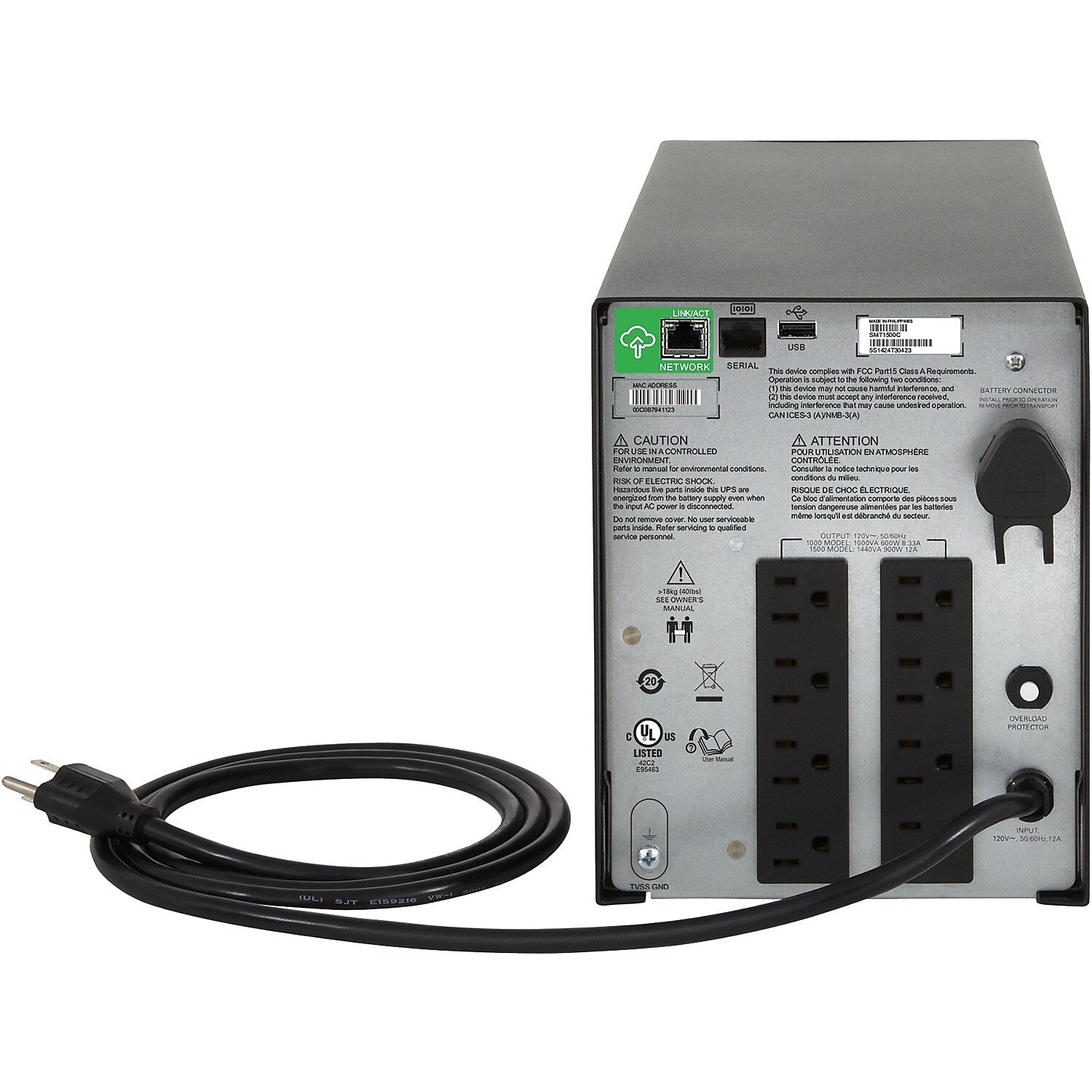 APC Smart-UPS C 1000VA UPS, 8-Outlets, Black (SMC1000C)