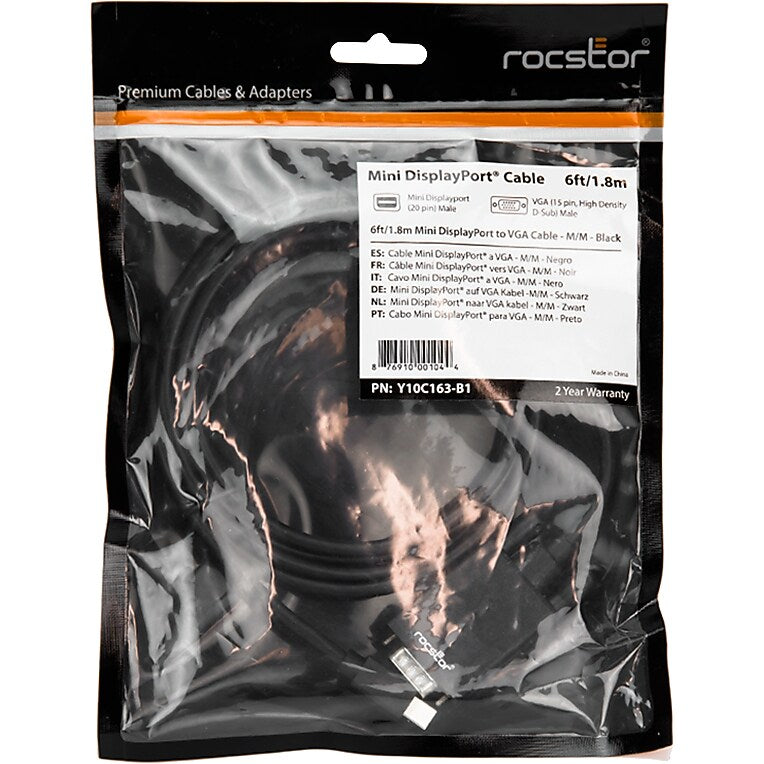 Rocstor Mini DisplayPort/VGA Video Cable (Y10C163-B1)