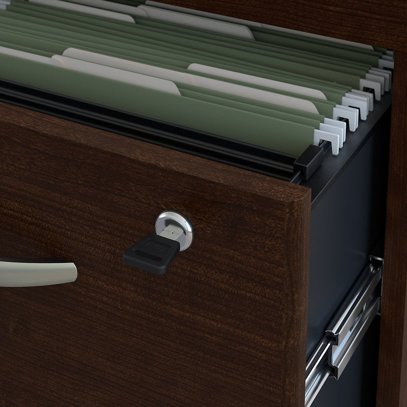 Bush Business Furniture Westfield Desk w/ 2 Drawer Mobile Pedestal, Mocha Cherry (SRC028MRSU)