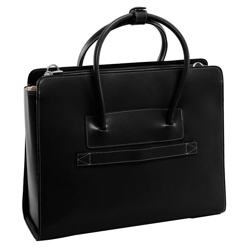 McKlein LAKE FOREST Leather Briefcase, Laptop Compatible, Black (94335)