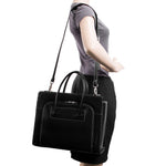 McKlein LAKE FOREST Leather Briefcase, Laptop Compatible, Black (94335)