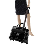 McKlein Lakewood Leather Briefcase, Laptop Compatible, Rolling, TSA Checkpoint Friendly, Black (96615)