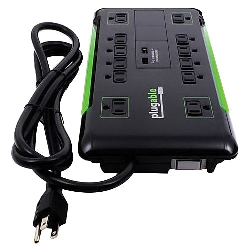 Plugable 25' 12-Outlet Power Strip with 2-Port USB Charger, Black (PS12-USB25)