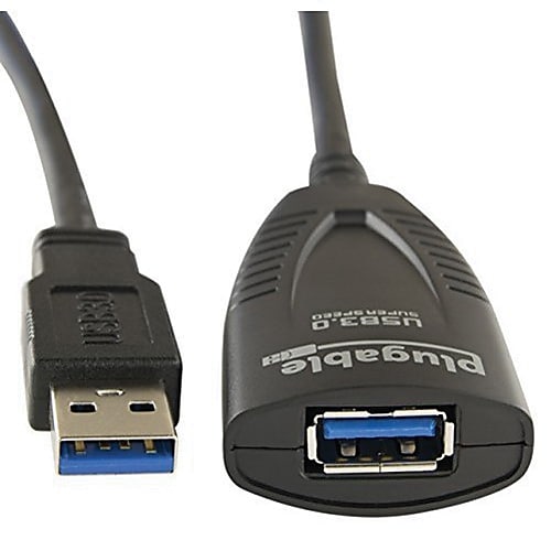 Plugable 16' USB 3.0 Type A Female/Male Power Extension Cord, Black (USB3-5M-D)