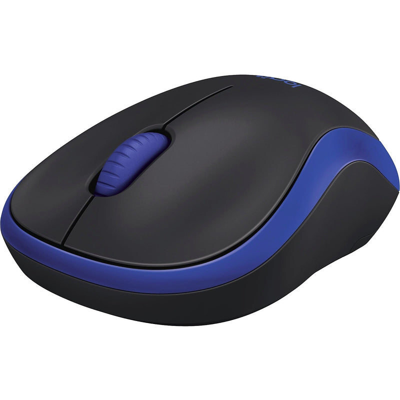 Logitech M185 Wireless Ambidextrous Optical Mouse, Blue (910-003636)