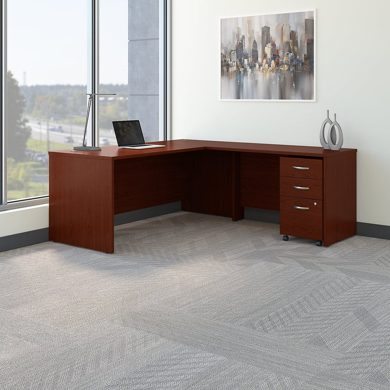 Bush Business Furniture Westfield 72W L Shaped Desk with 48W Return and Mobile File Cabinet, Mahogany (SRC001MASU)