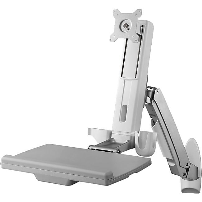 StarTech Wall Mounted Sit Stand Desk, Height Adjustable Monitor Mounting Kit, Up to 24", Black (WALLSTS1)