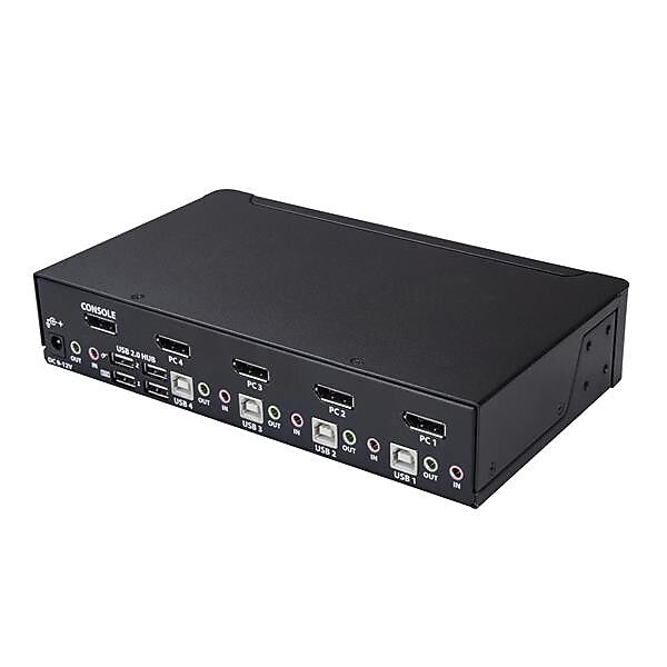 StarTech® SV431DPUA2 DisplayPort KVM Switch 4 Port 4K 60HzDisplayPort 1.2 KVM Computer Switch Box, DisplayPort Switch
