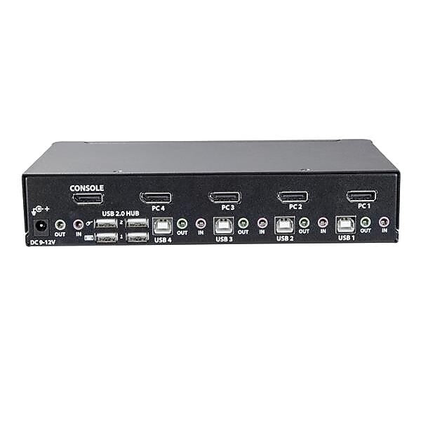 StarTech® SV431DPUA2 DisplayPort KVM Switch 4 Port 4K 60HzDisplayPort 1.2 KVM Computer Switch Box, DisplayPort Switch
