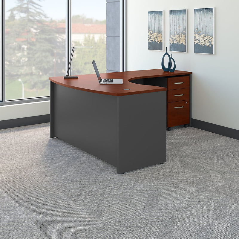 Bush Business Furniture Westfield Right Handed L Shaped Desk with Mobile File Cabinet, Hansen Cherry (SRC007HCRSU)