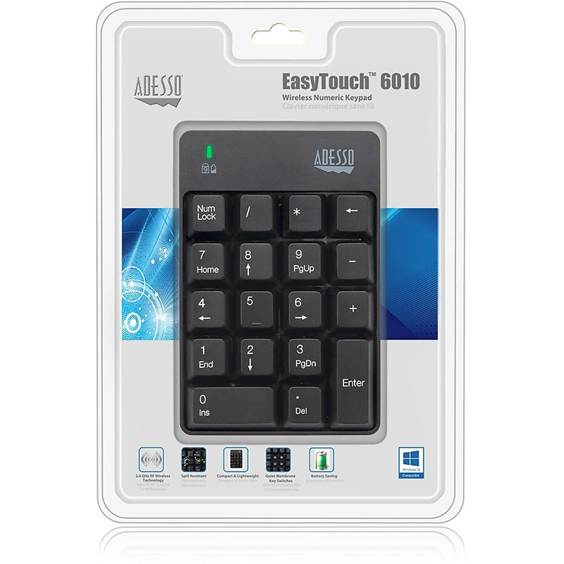 Adesso EasyTouch Wireless Keypad, Black (WKB-6010UB)