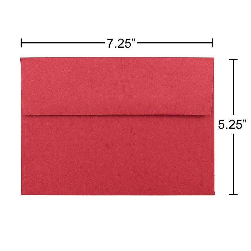 JAM Paper A7 Colored Invitation Envelopes, 5.25 x 7.25, Red Recycled, Bulk 1000/Carton (15945B)