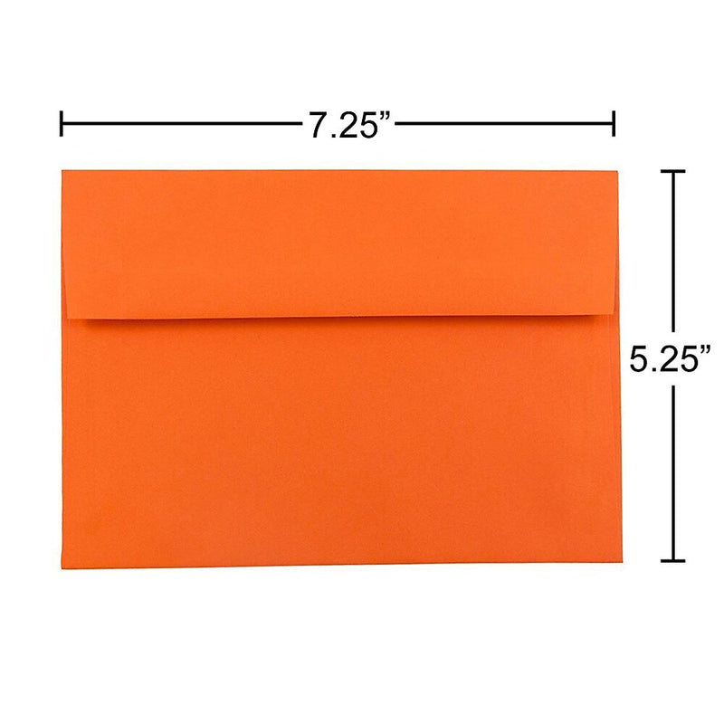 JAM Paper A7 Colored Invitation Envelopes, 5.25 x 7.25, Orange Recycled, Bulk 1000/Carton (95666B)