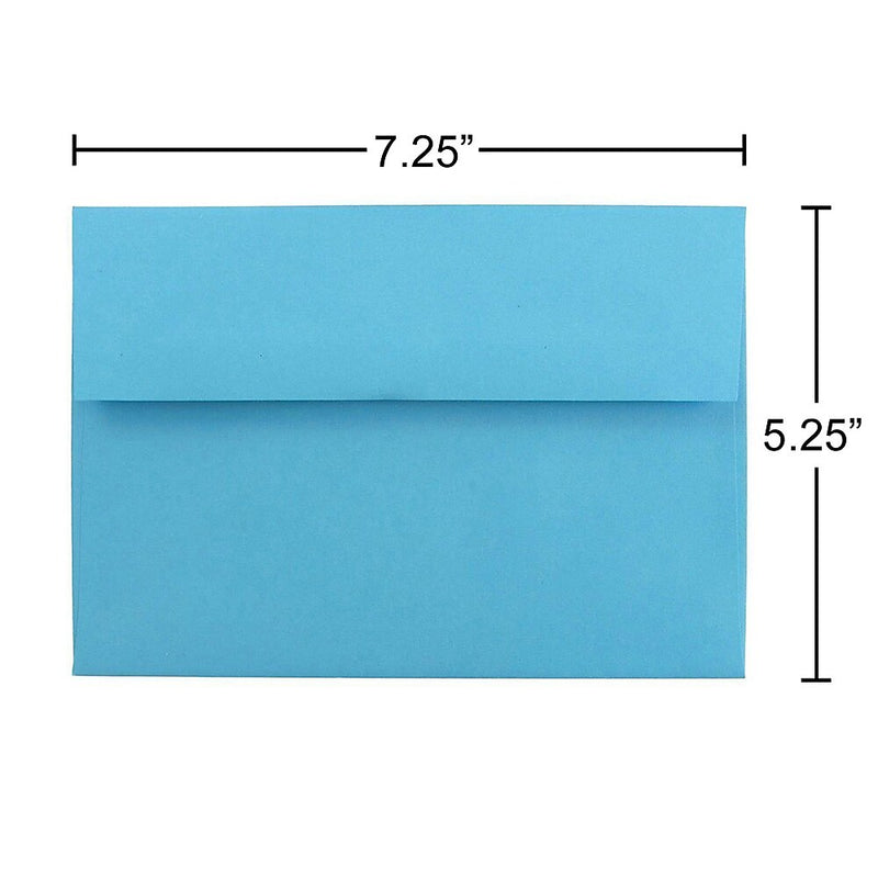 JAM Paper A7 Colored Invitation Envelopes, 5.25 x 7.25, Blue Recycled, Bulk 1000/Carton (54093B)