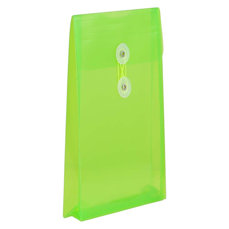 JAM Paper Plastic Filing Envelope with Button & String Closure, Lime Green, 120/Box (472B1LIB)
