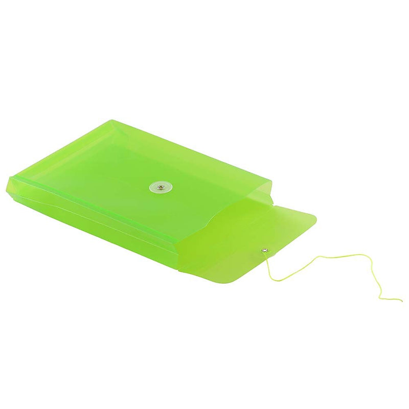 JAM Paper Plastic Filing Envelope with Button & String Closure, Lime Green, 120/Box (472B1LIB)