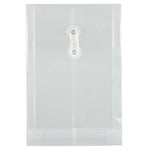 JAM Paper Plastic Filing Envelope with Button & String Closure, Clear, 12/Pack (472B1CL)