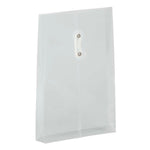 JAM Paper Plastic Filing Envelope with Button & String Closure, Clear, 12/Pack (472B1CL)