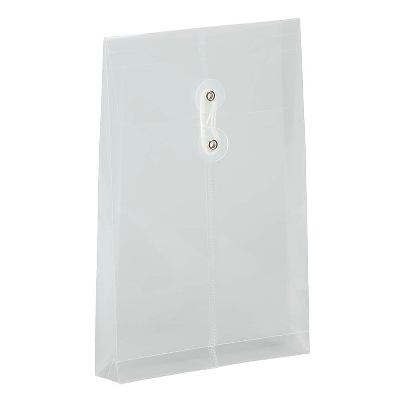 JAM Paper Plastic Filing Envelope with Button & String Closure, Clear, 12/Pack (472B1CL)