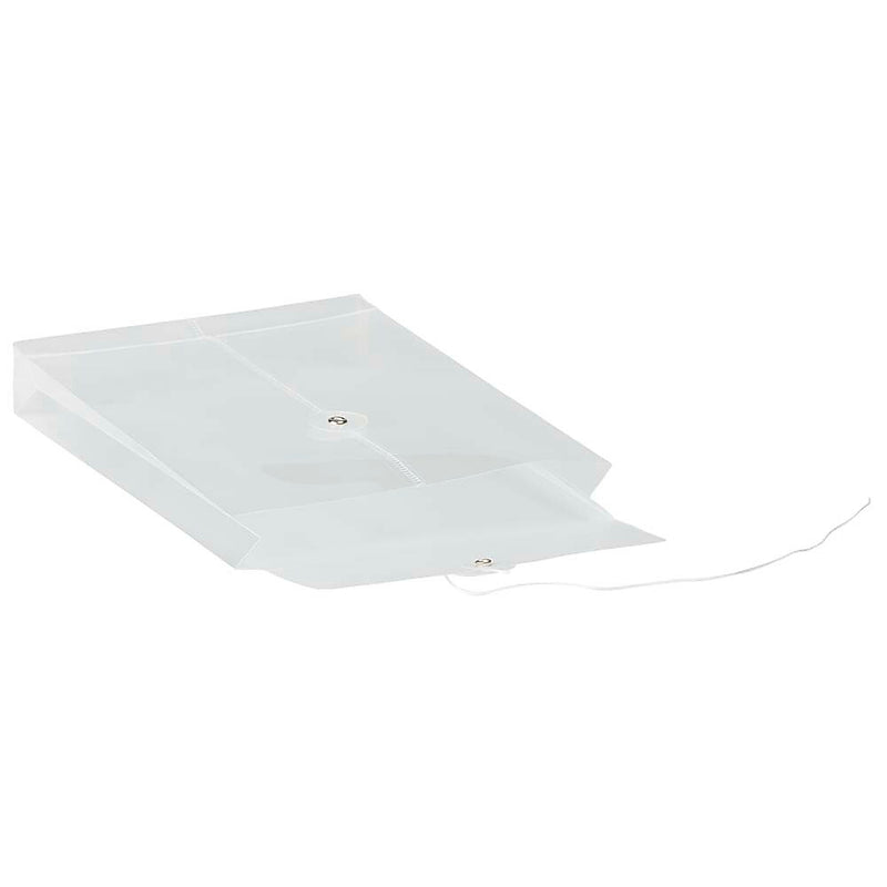 JAM Paper Plastic Filing Envelope with Button & String Closure, Clear, 12/Pack (472B1CL)