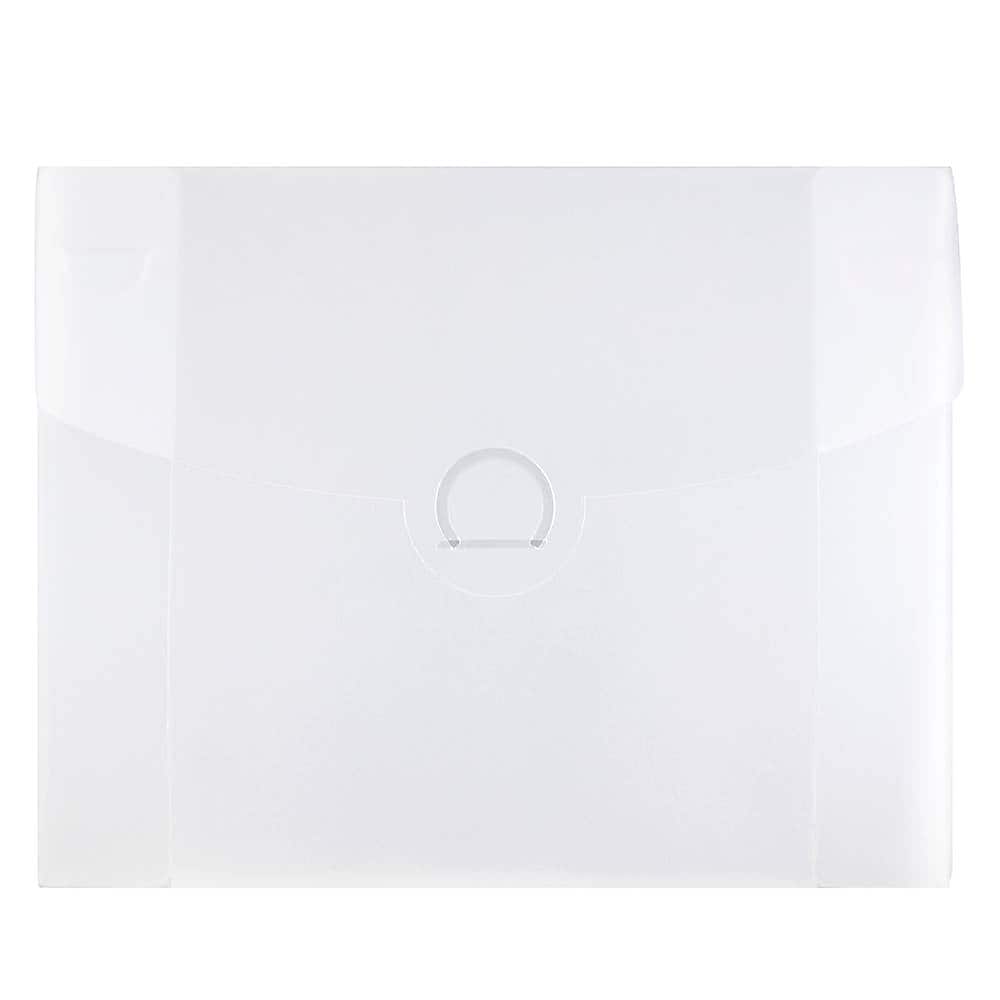 JAM Paper Plastic Portfolio Case with Circular Tuck Flap Closure, Clear Frost, 24/Carton (3788B)