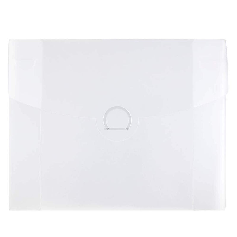 JAM Paper Plastic Portfolio Case with Circular Tuck Flap Closure, Clear Frost, 24/Carton (3788B)