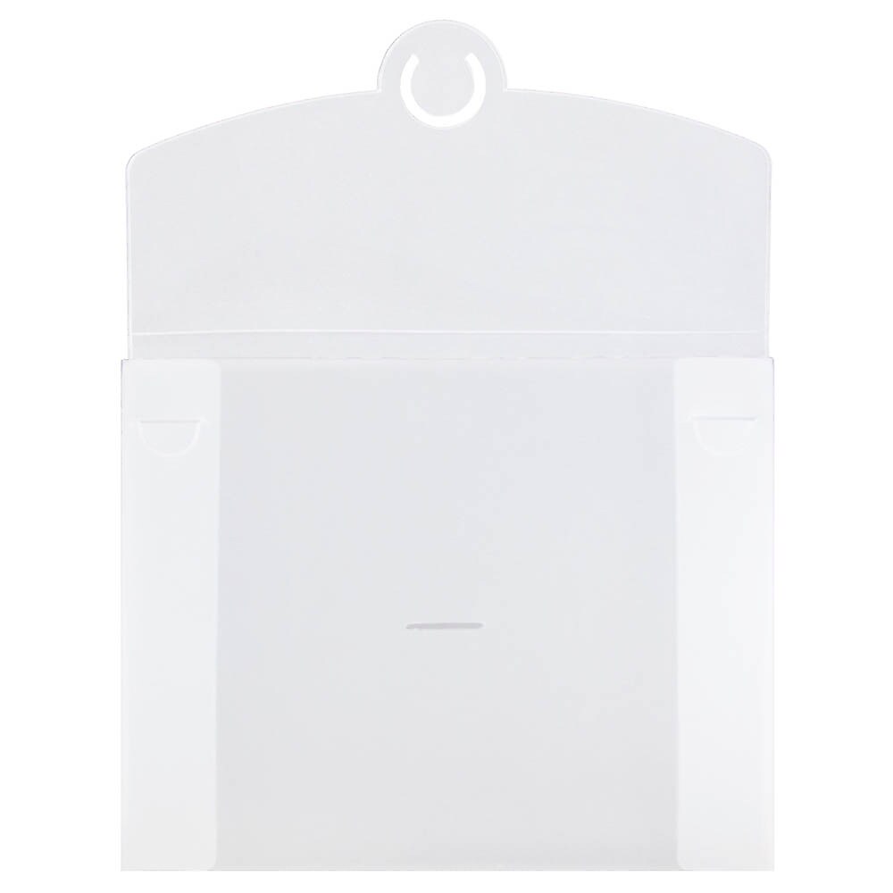JAM Paper Plastic Portfolio Case with Circular Tuck Flap Closure, Clear Frost, 24/Carton (3788B)