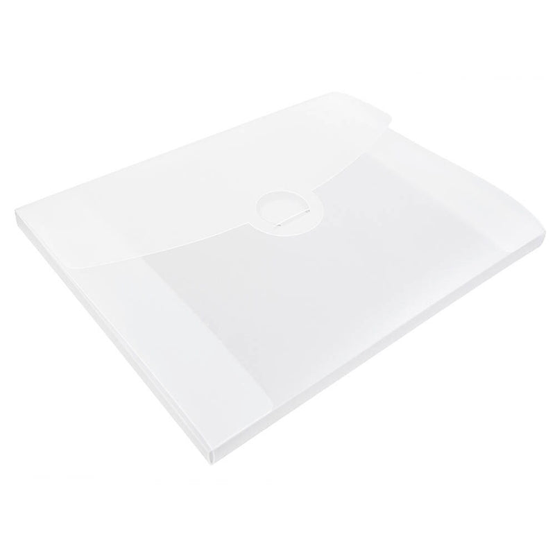 JAM Paper Plastic Portfolio Case with Circular Tuck Flap Closure, Clear Frost, 24/Carton (3788B)