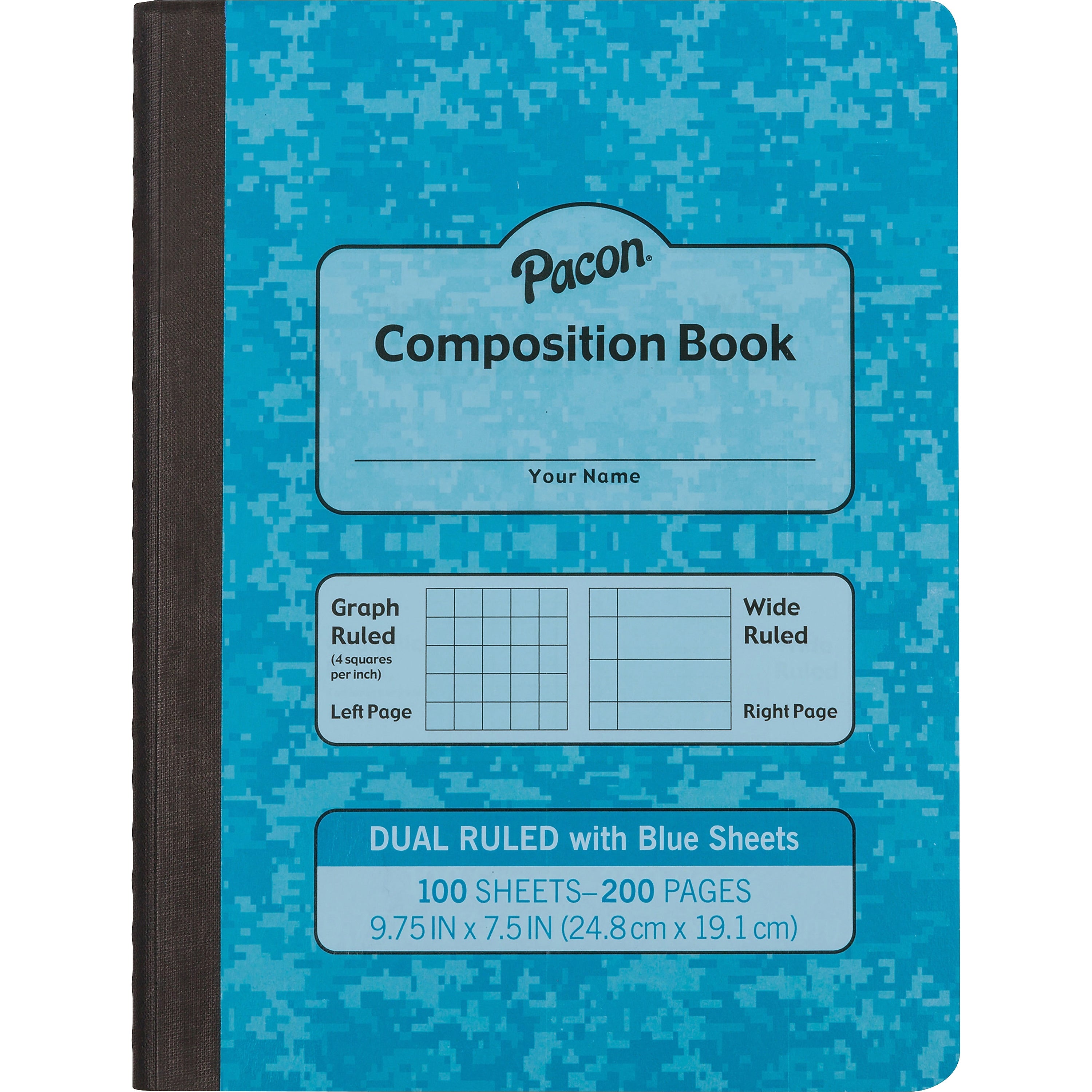 Pacon Dual Ruled Composition Book, 100 Sheets, 9.8", Sturdy, Hard Cover, 100/Book