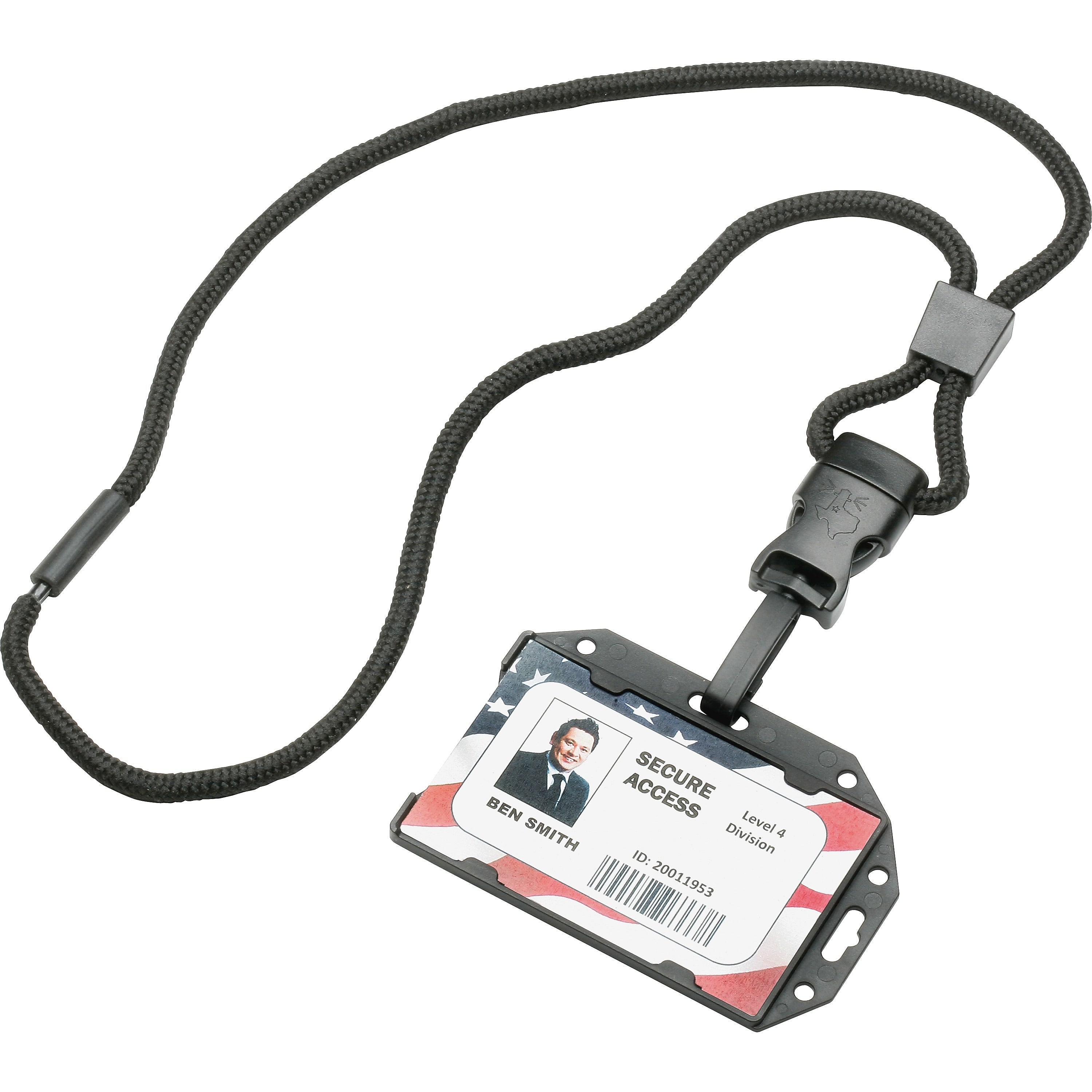 AbilityOne SKILCRAFT RFID Card Holder Lanyard, 12, 36" Length, Black