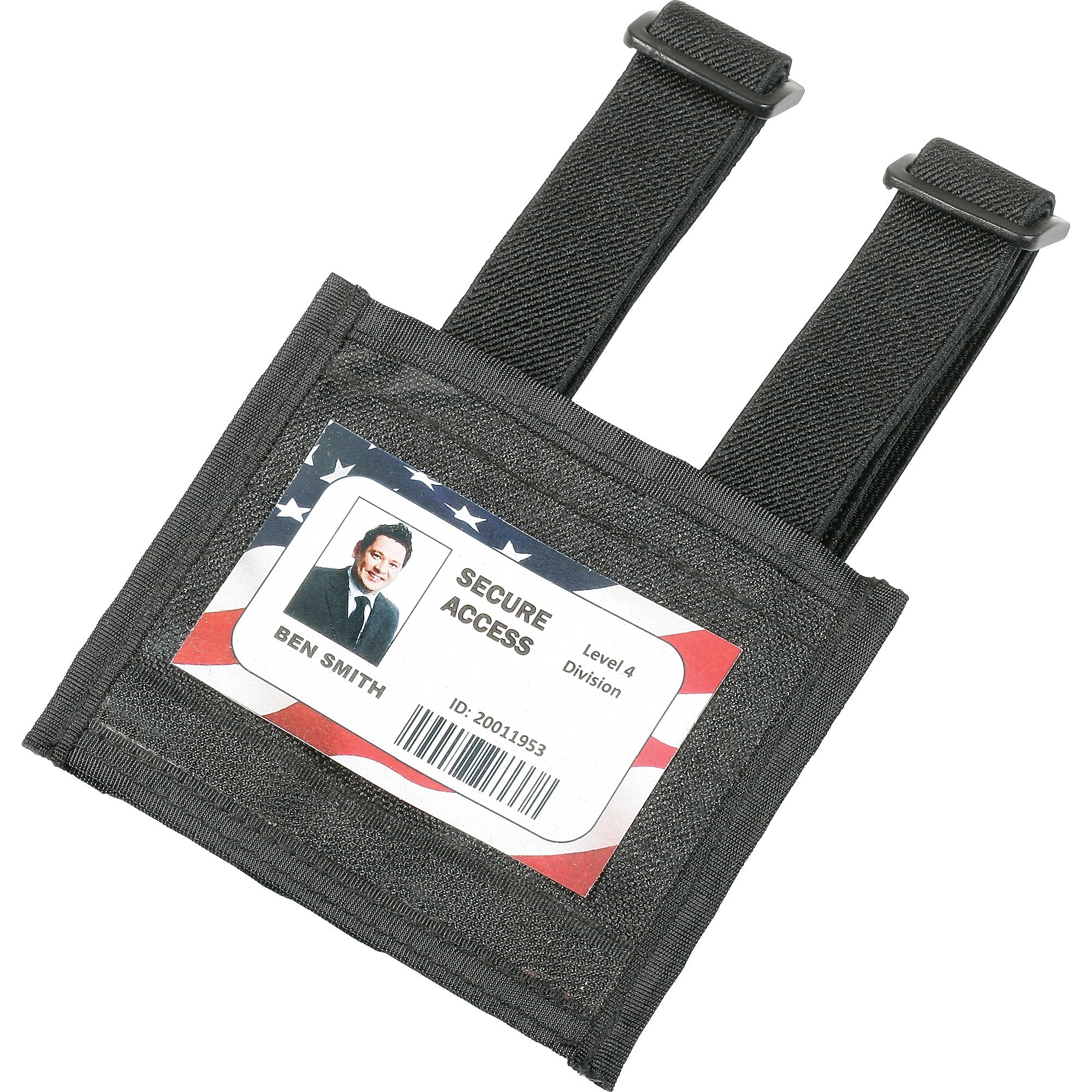 AbilityOne SKILCRAFT Armband ID Badge Holder, Elastic, Vinyl, 1 Each, Black, Clear