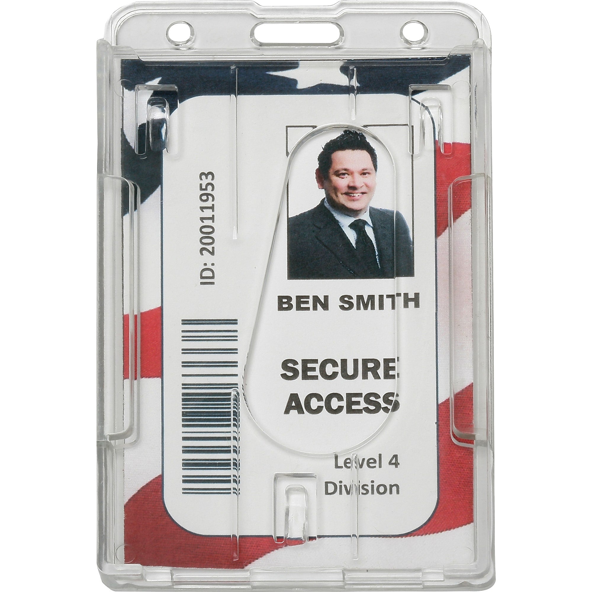 AbilityOne SKILCRAFT Dual ID Card Holder, Vertical, 1 Pack, Clear