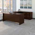 Bush Business Furniture Westfield 72W x 36D Bow Front U Shaped Desk w/ Mobile File Cabinets, Mocha Cherry (SRC043MRSU)