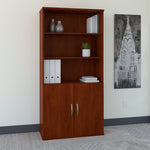 Bush Business Furniture Westfield 73"H 5-Shelf Bookcase with Adjustable Shelves, Hansen Cherry Laminated Wood (SRC103HC)