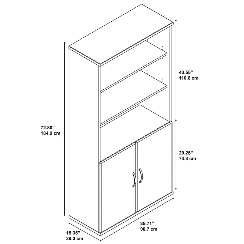 Bush Business Furniture Westfield 73"H 5-Shelf Bookcase with Adjustable Shelves, Hansen Cherry Laminated Wood (SRC103HC)