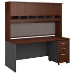 Bush Business Furniture Westfield 72"W Office Desk with Hutch and Mobile File Cabinet, Hansen Cherry/Graphite Gray (SRC080HCSU)