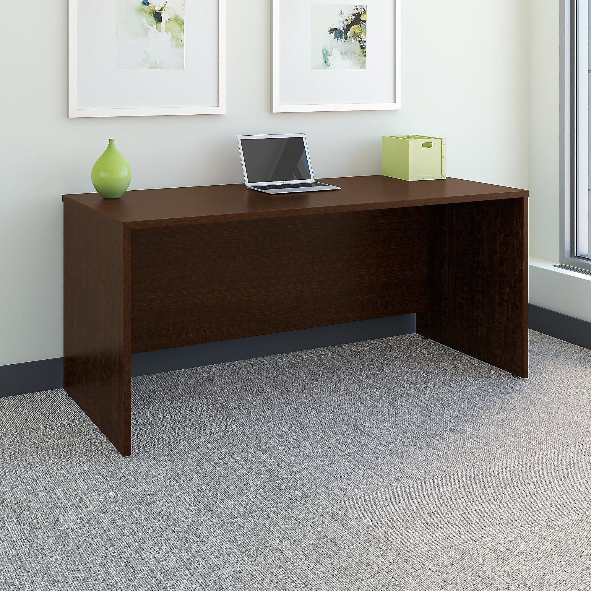 Bush Business Furniture Westfield 66"W Office Desk, Mocha Cherry (WC12942A)