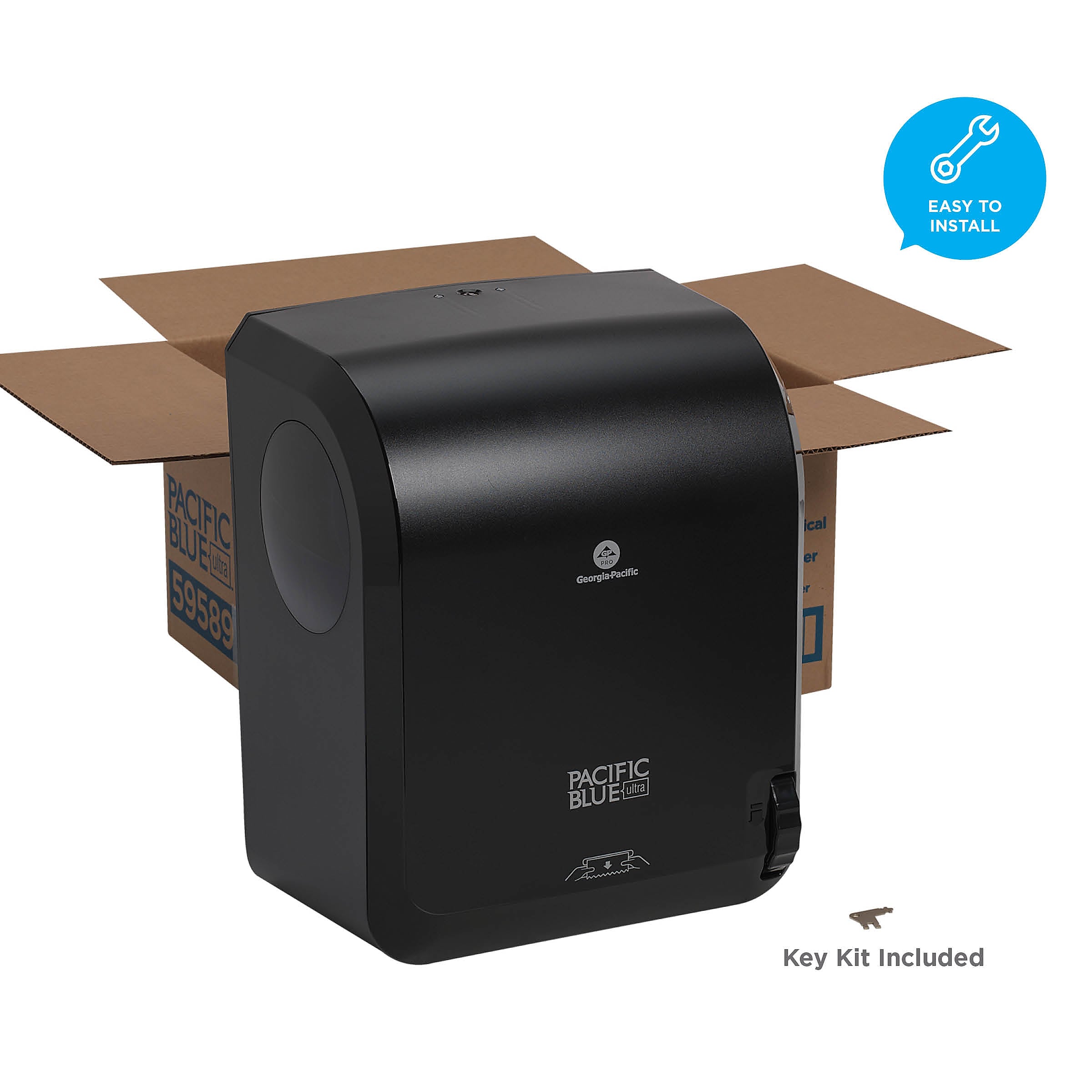 Pacific Blue Ultra™ Mechanical Paper Towel Dispenser by GP PRO, Black, 12.60” W x 9.30” D x 16.70” H (59589)