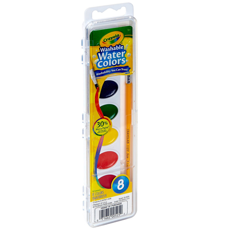 Crayola® Washable Watercolor Set, Semi-Moist 8 Colors (BIN525)