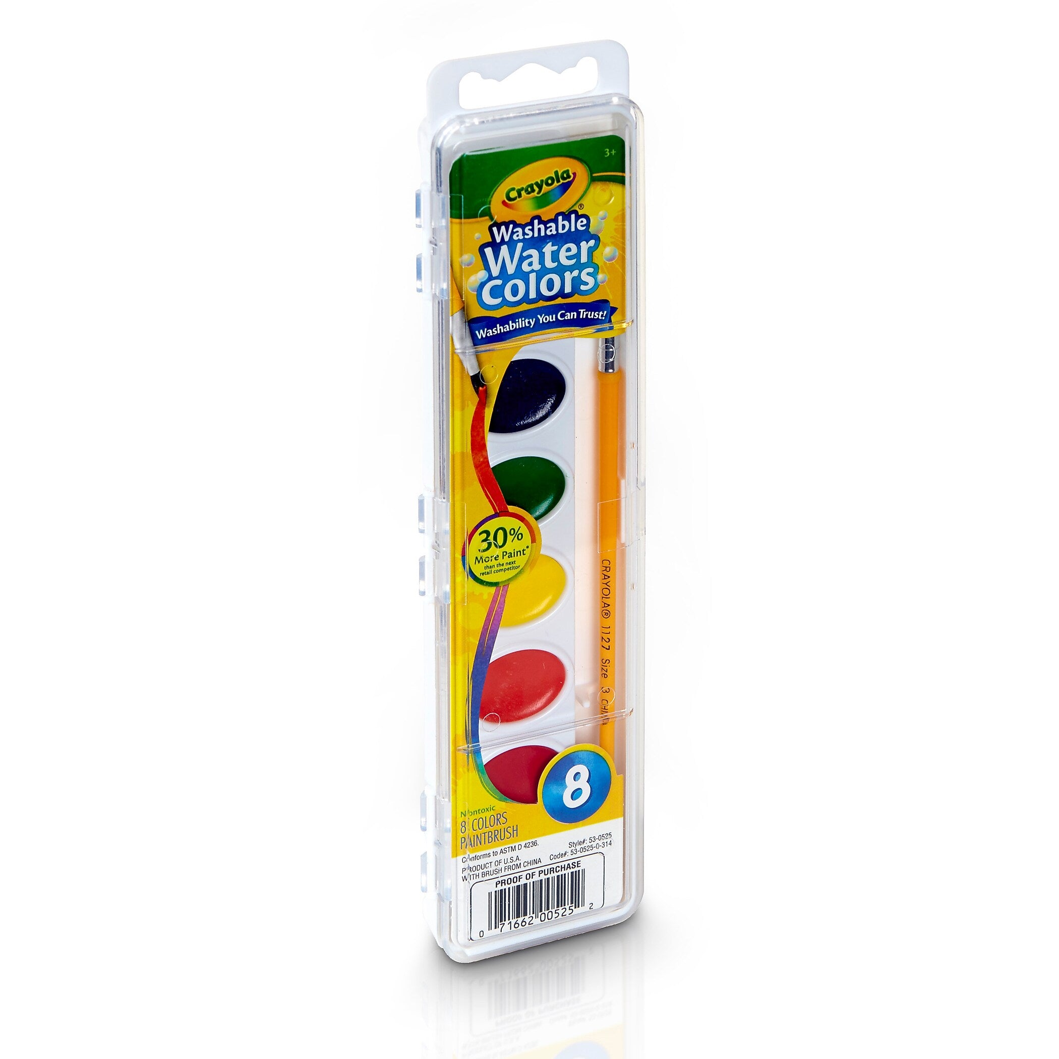 Crayola® Washable Watercolor Set, Semi-Moist 8 Colors (BIN525)