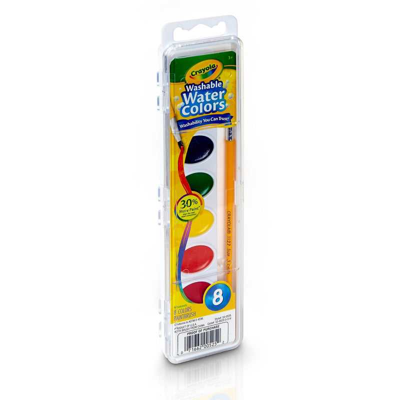 Crayola® Washable Watercolor Set, Semi-Moist 8 Colors (BIN525)