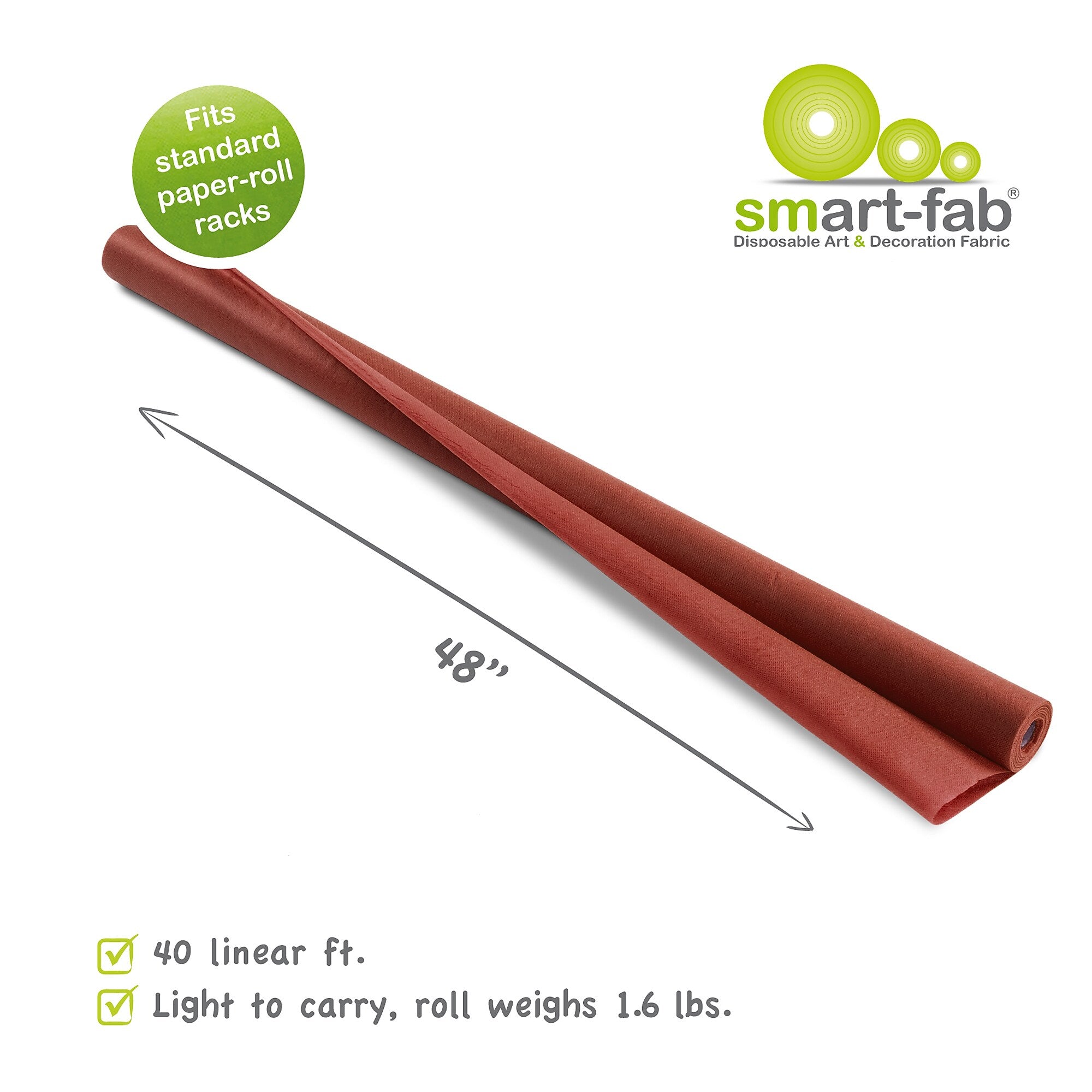 Smart-Fab® Disposable Art & Decoration Fabric, Brown, 48" x 40' Roll (SMF1U384804030)