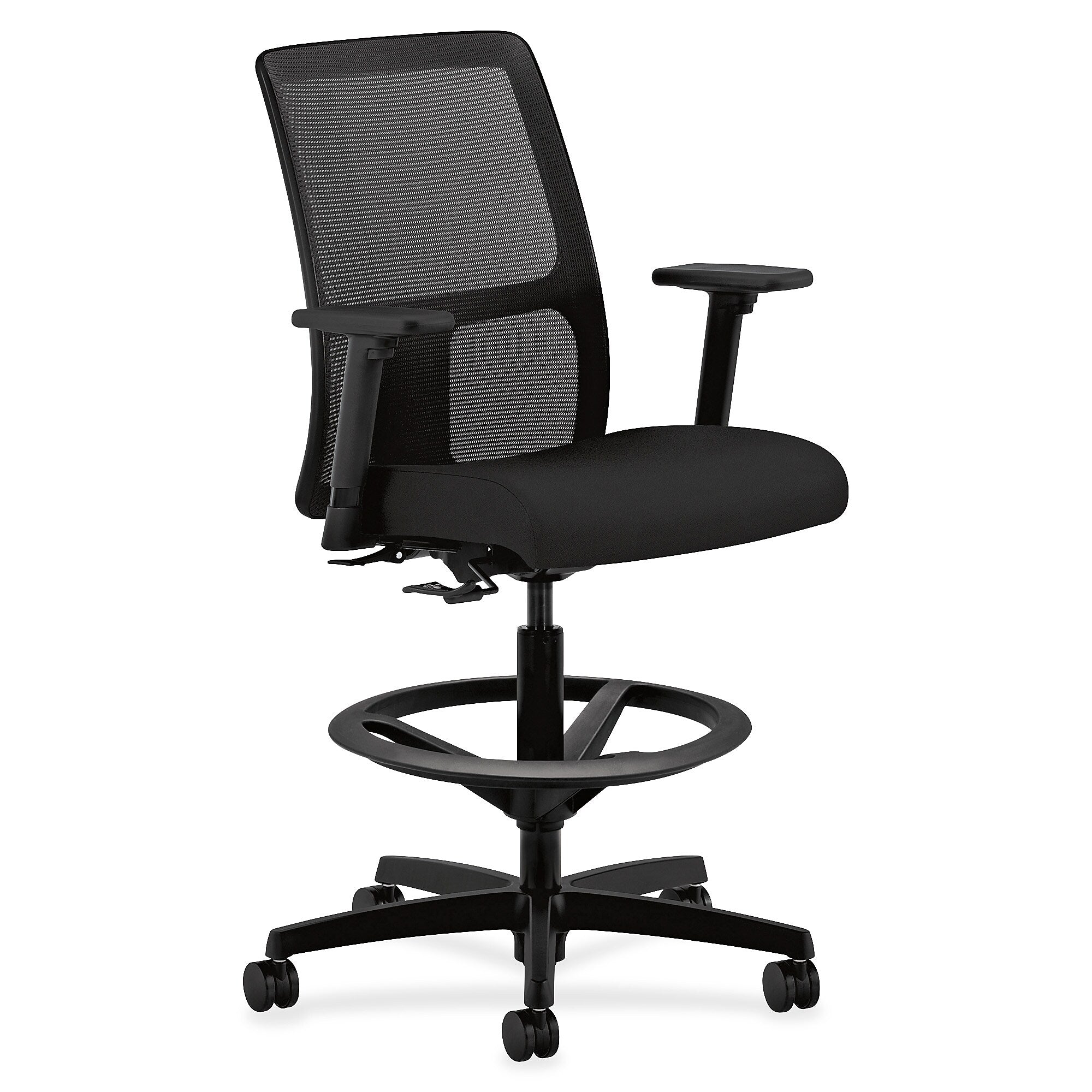 HON Ignition Series Task Stool, 5-star Base, Black, 27.5" W x 27.5" D x 55" H