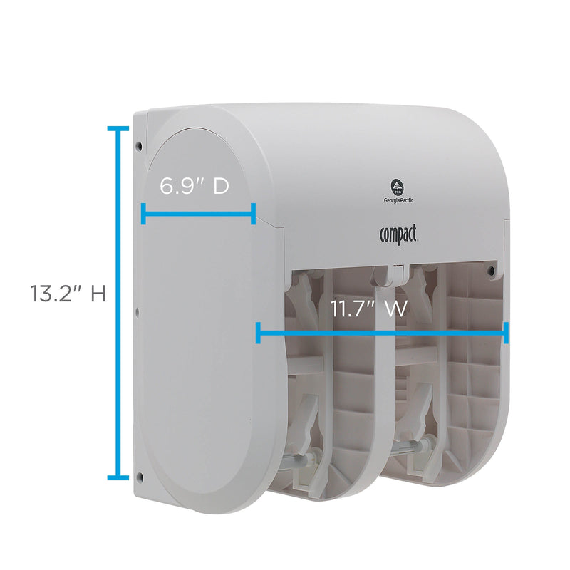 Compact 4-Roll Quad Coreless Toilet Paper Dispenser by GP PRO, White (56747A)