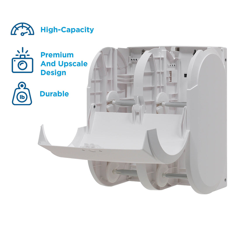 Compact 4-Roll Quad Coreless Toilet Paper Dispenser by GP PRO, White (56747A)